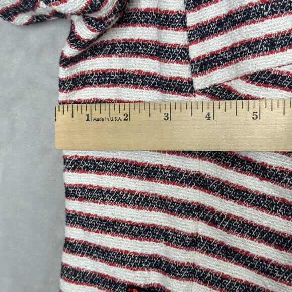 Basler Jacket Womens 18 Navy Red White Striped Zip Front Pockets Blazer Nautical - Picture 11 of 12